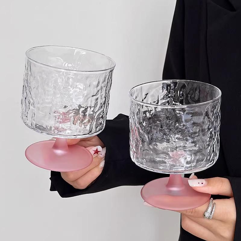 [HGS]Creative Glass Drinkware Water Cup Latte Coffee Glass Cold Cups Cocktail Drinkware Juice Water Glass Ins Office Water Cups 301-400ml