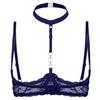 Women's Sexy Mesh Sheer Lace Unlined Bra Halter Neck Shelf Bra Push Up Brassiere Lingerie