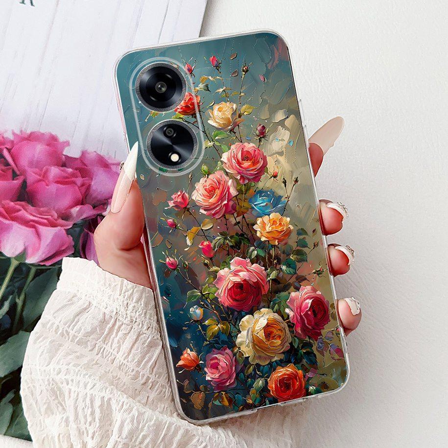 For OPPO F23 Case CPH2527 Cover Fashion Marble Flower Soft Slim Silicone Back Cover on OPPO A98 A1 5G CPH2529 OPPOF23 Phone Case