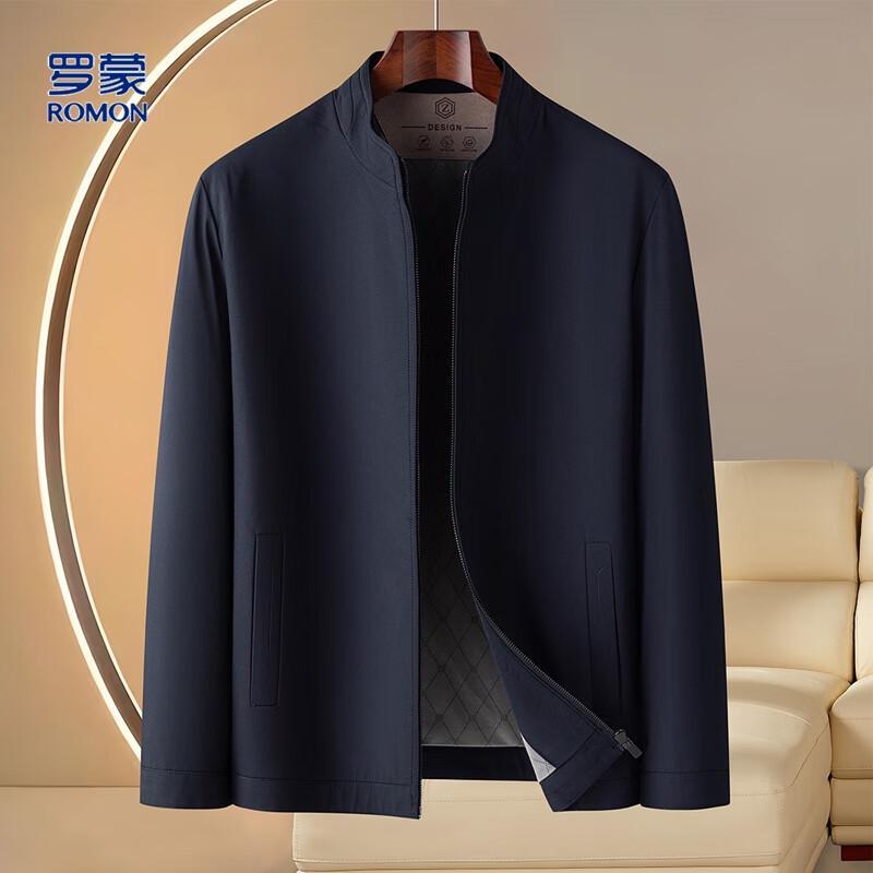 

Romon Men s Dark Pattern Texture Business Stand-Collar Jacket 2XL (54)