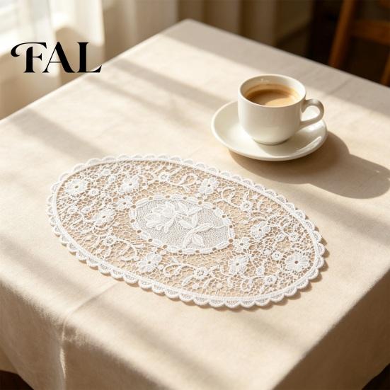 Retro Style Table Toppers for Parties White Lace Doily, Elegant Placemat, Embroidered Placemats Dining Mat, Rectangular Round Oval Doilies Home Decor