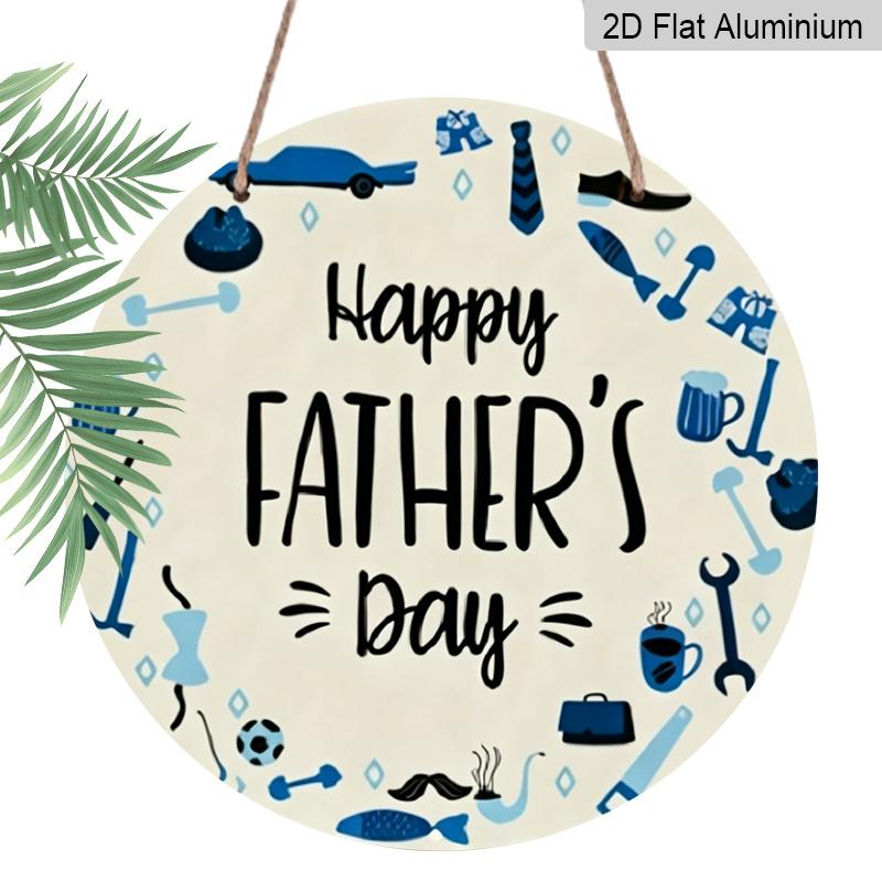 

2D Flat, 1pc Charming Blue Tools Pattern Aluminum Wall Art Decor - Round Happy Father S Day Sign, Classic Style, Indoor Hanging Plaque, Perfect Gift 7.87×7.87inch