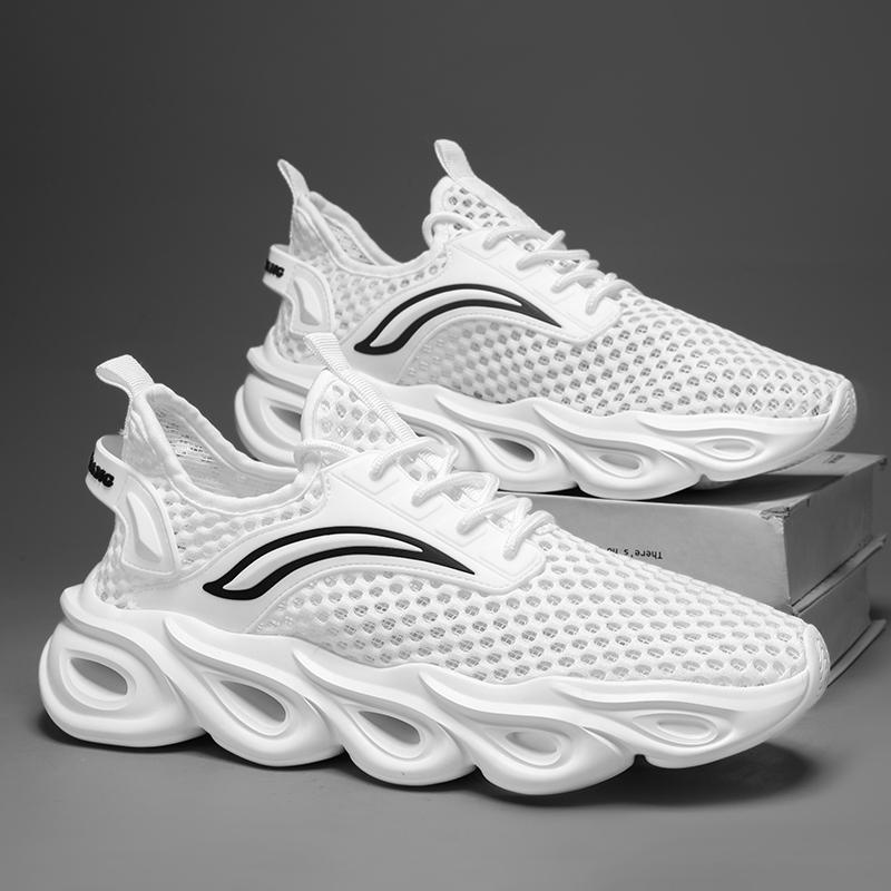 

2024 мужские кроссовки для бега сетчатые дышащие кроссовки мужские легкие черные спортивные кроссовки для мужчин 38 белый