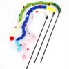 Soft Cat Plush Teaser Rod Interactive Cat Play Toy Colorful Plush Cat Teaser Stick  for Kitten