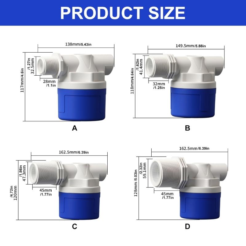 Automatic Side Inlet Control Valves Automatic Water Level Control Valves for Tower Pool Plastic Float Switches Enduring