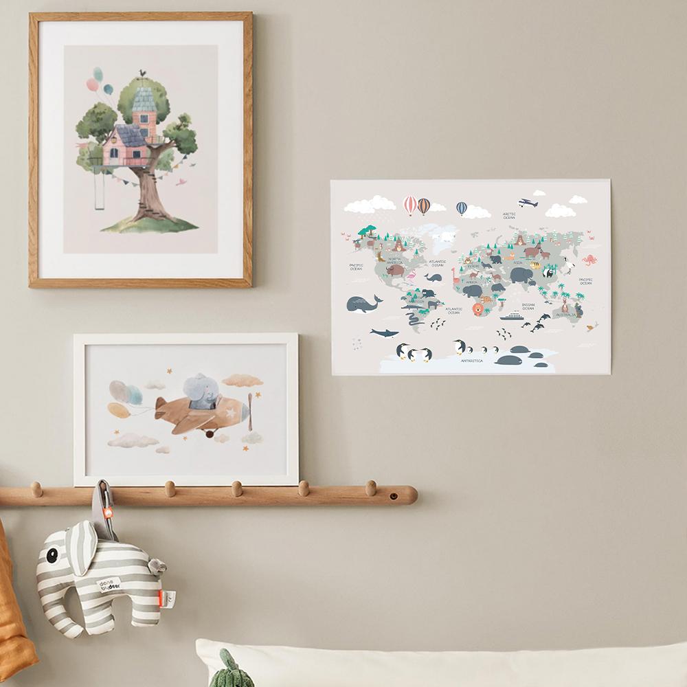 Giraffe Elephant Monkey Animal Car Travel Nursery Poster And Print Canvas Painting Nordic Wall Art Pictures Kids Room Home Decor