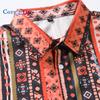 Men Short Sleeve Shirt Orange Vertical Stripe Printed Fashion Men Summer Shirt
