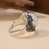 Vintage CopperColor Inlaid Moonstone Women's Ring Geometry Carving Daily Wear Party Jewelry
