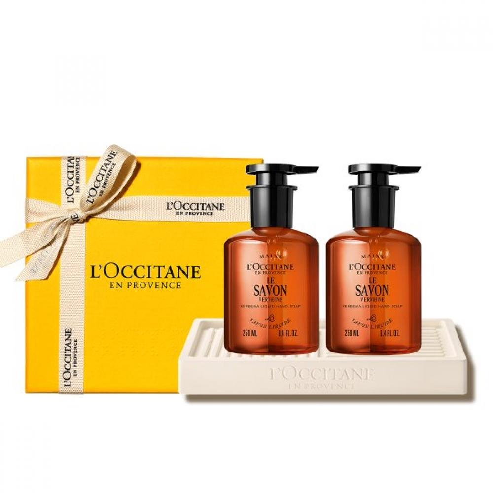 L Occitane Shea Verbena Liquid Hand Soap Duo Set + Soap Tray 250mL Single option