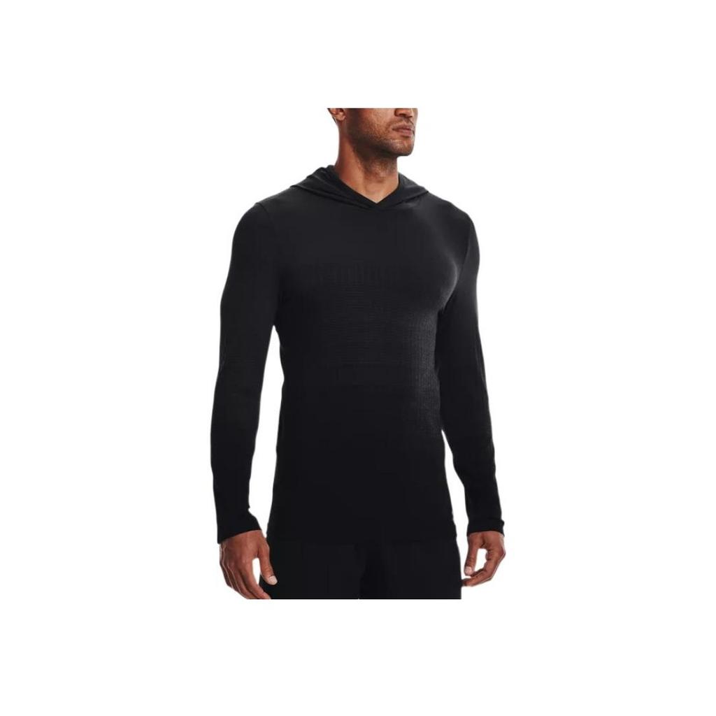 Under Armour Solid Color Hooded Long Sleeve T-Shirt Men tops Black 1370447-001