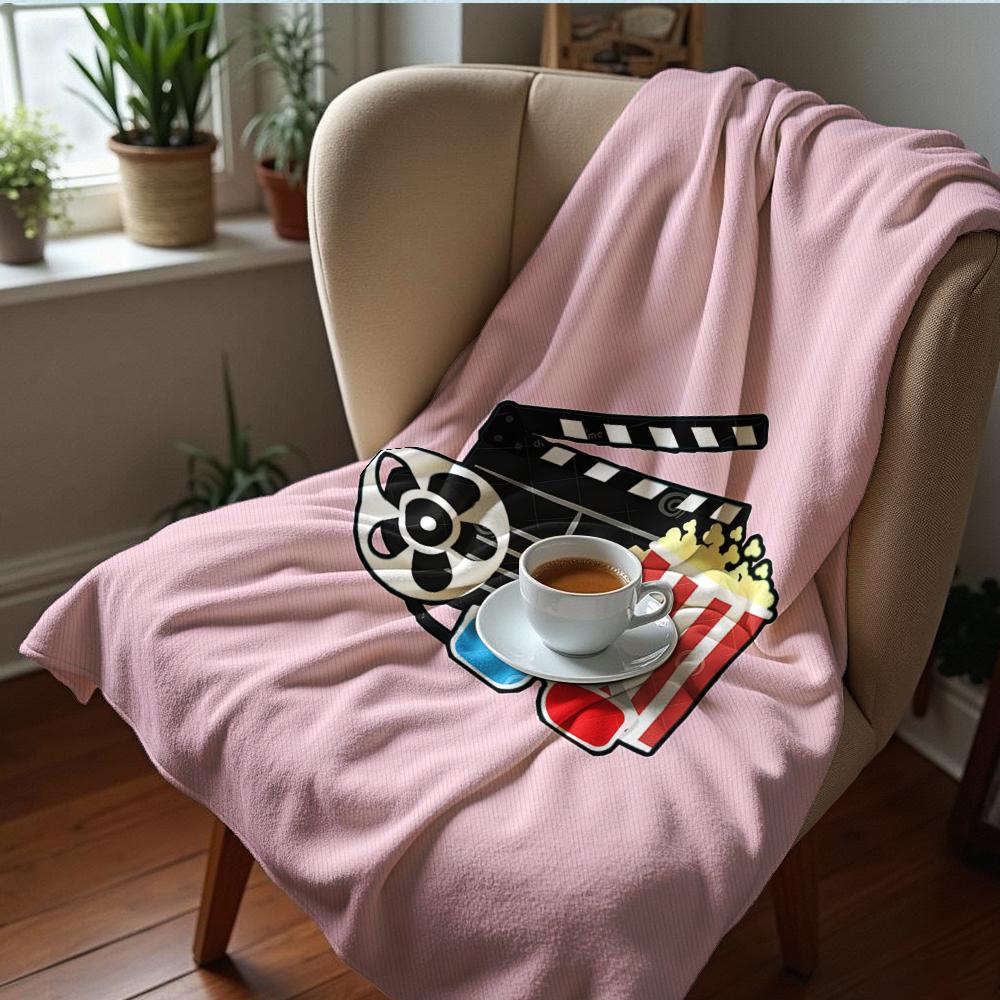 Minimal Line Pastel Flower Cartoon Anime Print Flannel Blanket Soft Warm Throw for Kids Bedroom Sofa Christmas Office Car