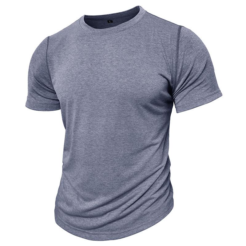 Magliette estive casual da uomo con scollo a giro, vestibilità attillata, a maniche corte, basiche, solide, da allenamento, traspiranti, sportive, traspiranti, per uomo