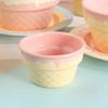 Eiscreme-förmige Keramik-Joghurt-Schale Cremefarbene Essteller Minimalistischer Frühstücksteller Café