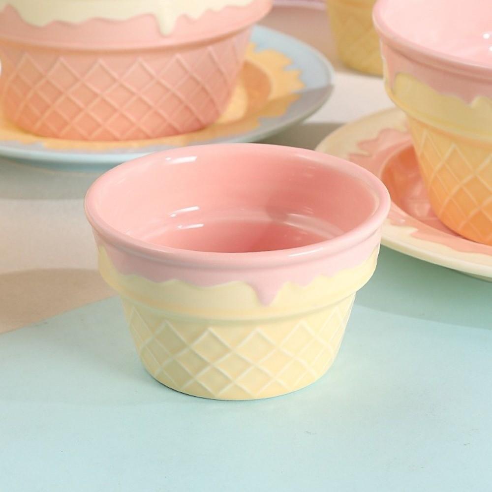 Eiscreme-förmige Keramik-Joghurt-Schale Cremefarbene Essteller Minimalistischer Frühstücksteller Café