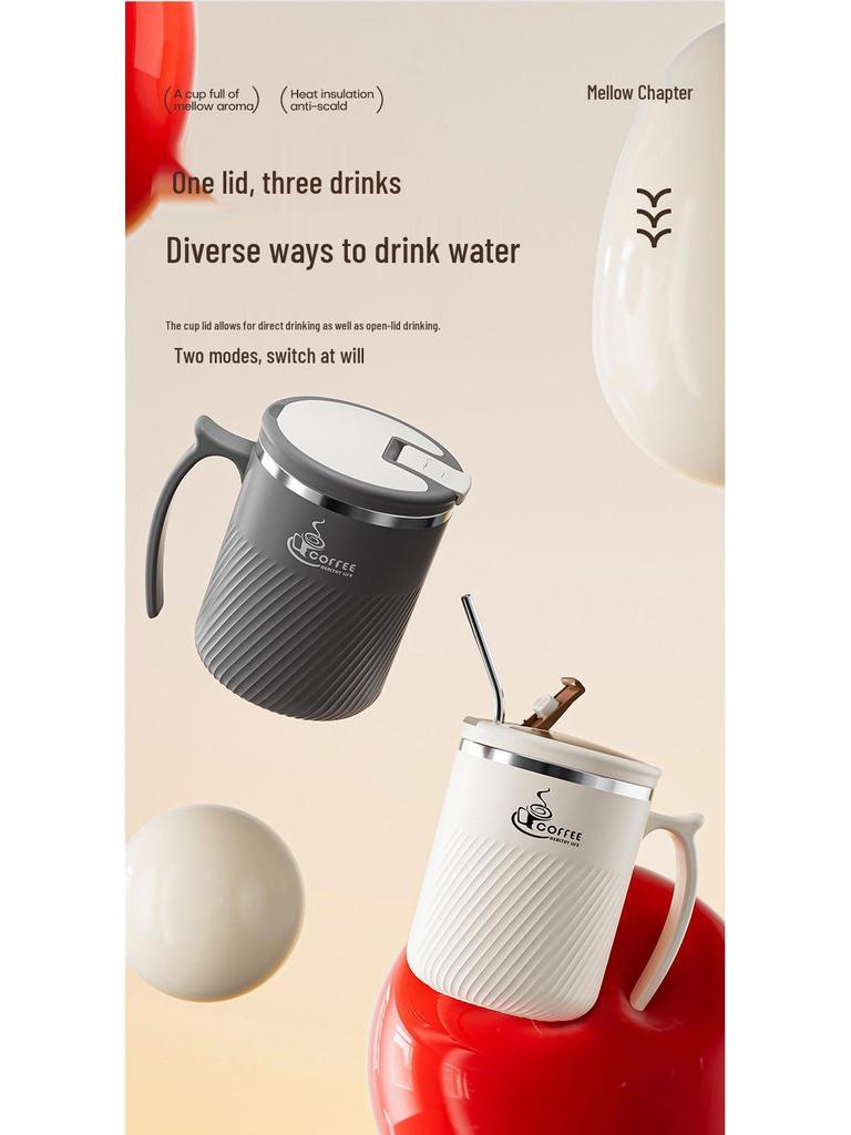 Portable Stainless Steel Mug with Lid, Spoon & Tea Infuser - Multi-Purpose Cup for Tea, Coffee, Milk, or Water.