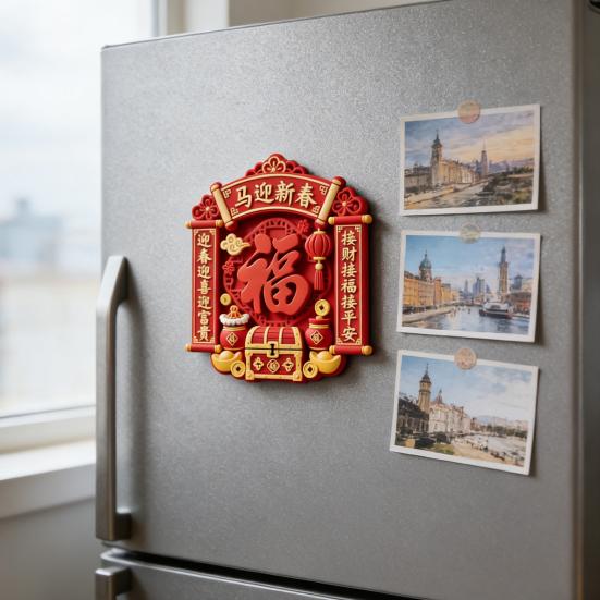 Year of The Horse Refrigerator Magnet Chinese Style 3D Cartoon Horse Fridge Magnet Home Kitchen New Year Decoration