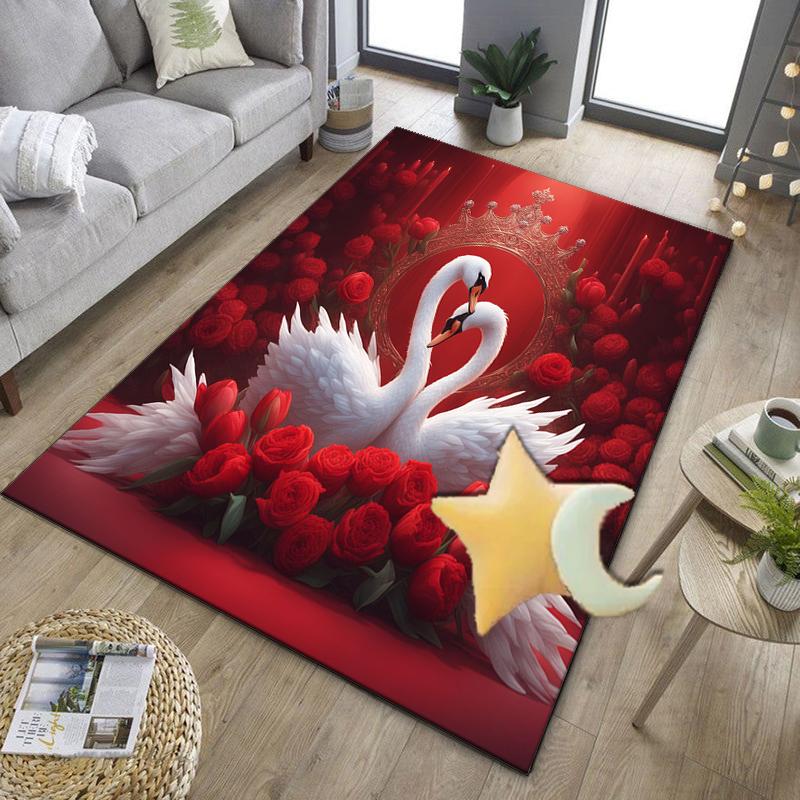 Swan And Lotus Fantasy Office Rug Chair Mat, Entryway Carpet, Suitable for Front Door, Bedroom, Living Room, Desk, Holiday Gift