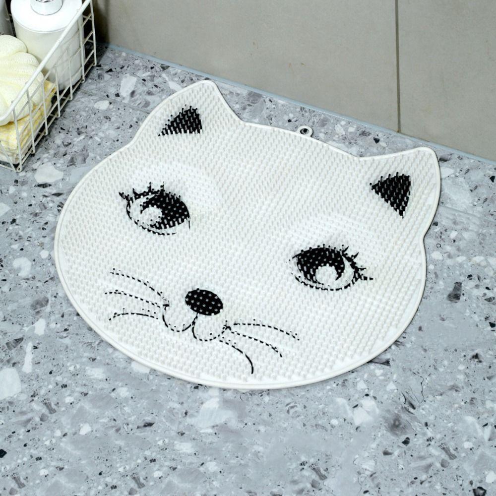 Cat Shaped Bathroom Non Slip Pad Cartoon Floor Mat Shower Foot Scrubber Mat  Washroom