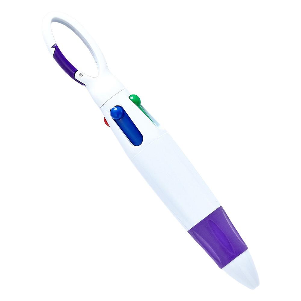 

1pcs Multi-functional Plastic Ballpoint Pen 4-Color Press Type Pocket Pen 1.0mm Tip Neutral Pen School Office фиолетовый
