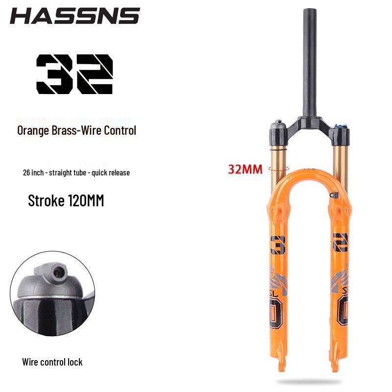 Furcă cu suspensie pe aer pentru bicicletă montană HASSNS cu reglaj de amortizare pentru roți de 26/27.5/29 inch