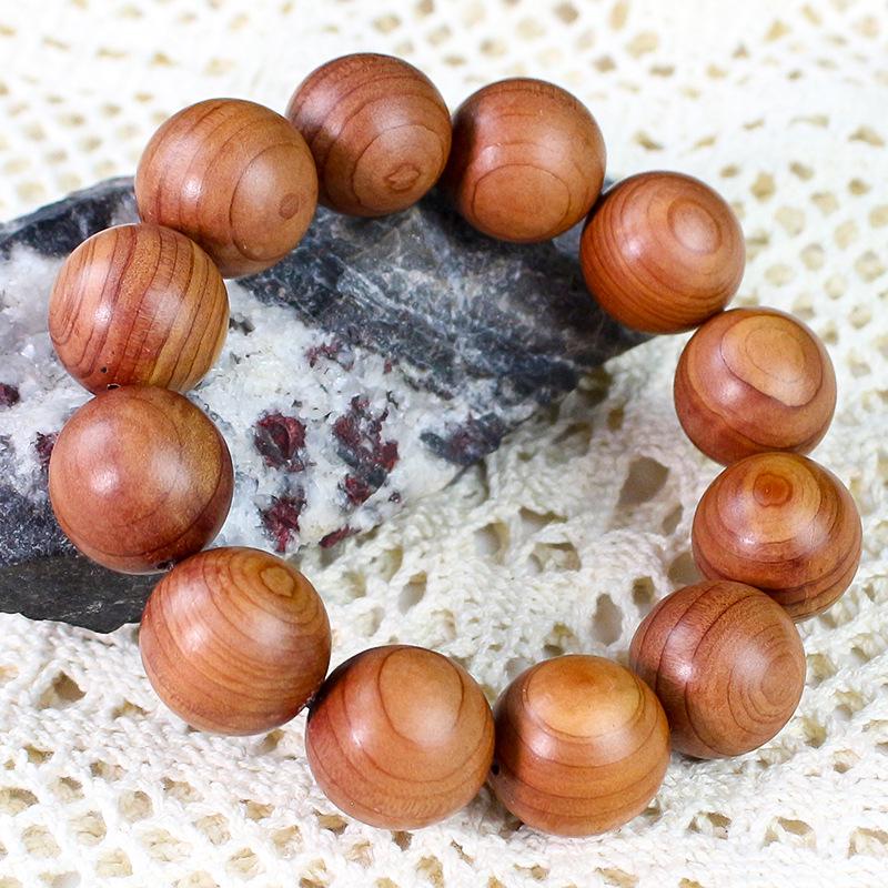 Red Cedar Buddhist Beads Rosary Bracelet: Natural Fragrant Wood, Single Circle, Unisex Jewelry