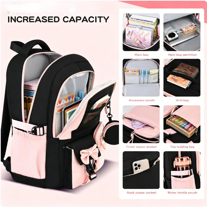 Nuovo Set Zaino Scolastico alla Moda, Semplice Zaino a 3 Pezzi con Borsa Pranzo e Astuccio per Studenti delle Scuole Primarie e Medie
