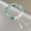 Forest Butterfly Glass Bracelet with Ice-Cracked Flower Beads
