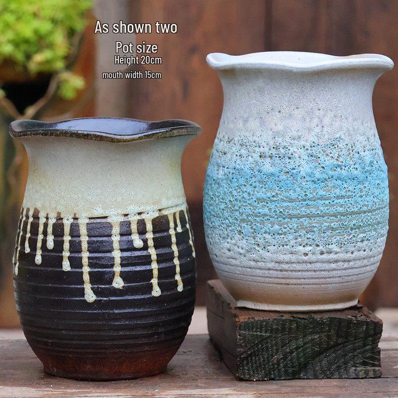 Handmade Coarse Ceramic Succulent Planter, Orchid Breathable Zisha Pot, Old Tree Design, Tall Rose Pot.