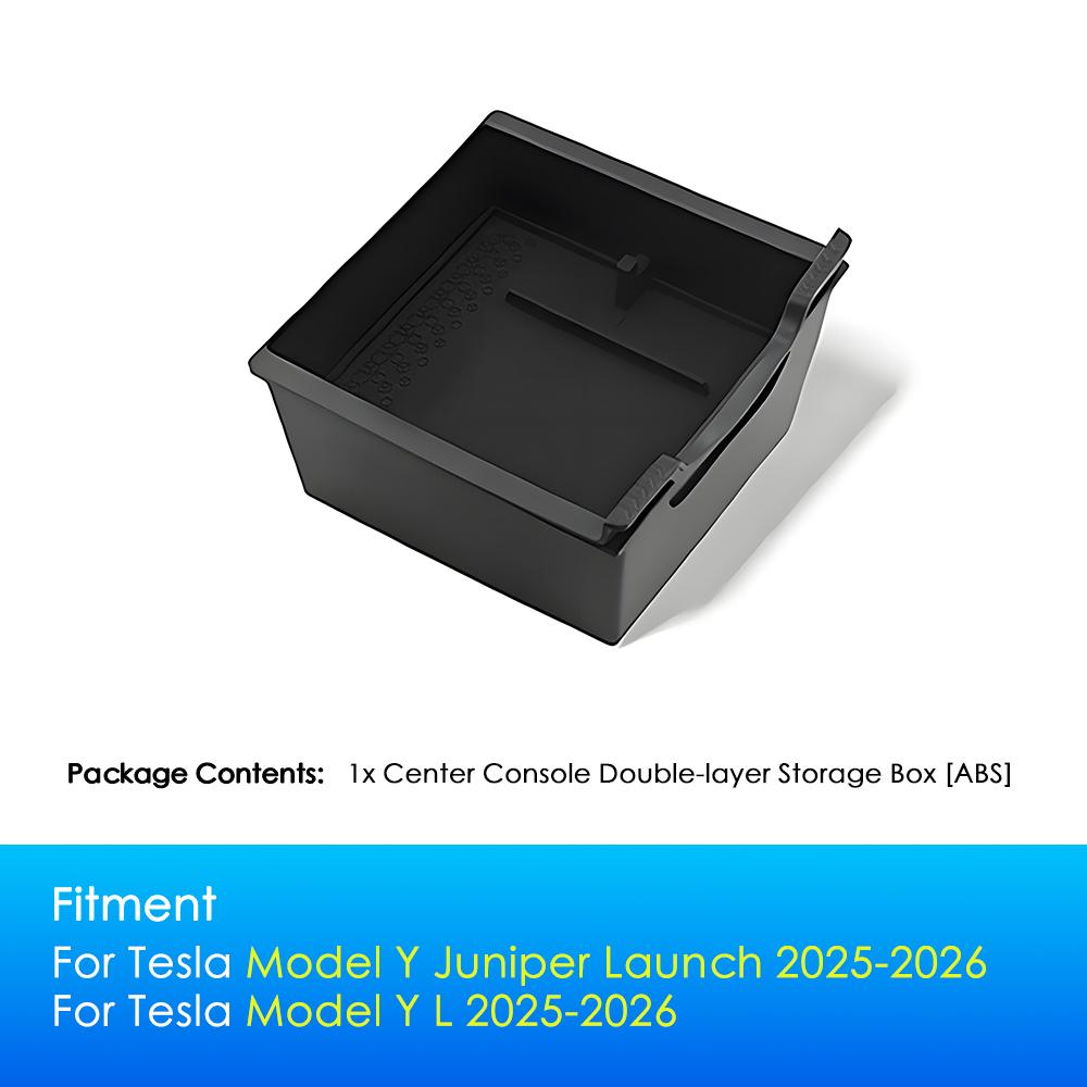 

For Tesla Model Y Launch Juniper Model Y L 2025 2026 Center Console Armrest Double-layer Storage Box ABS Car Organizer Tray Case