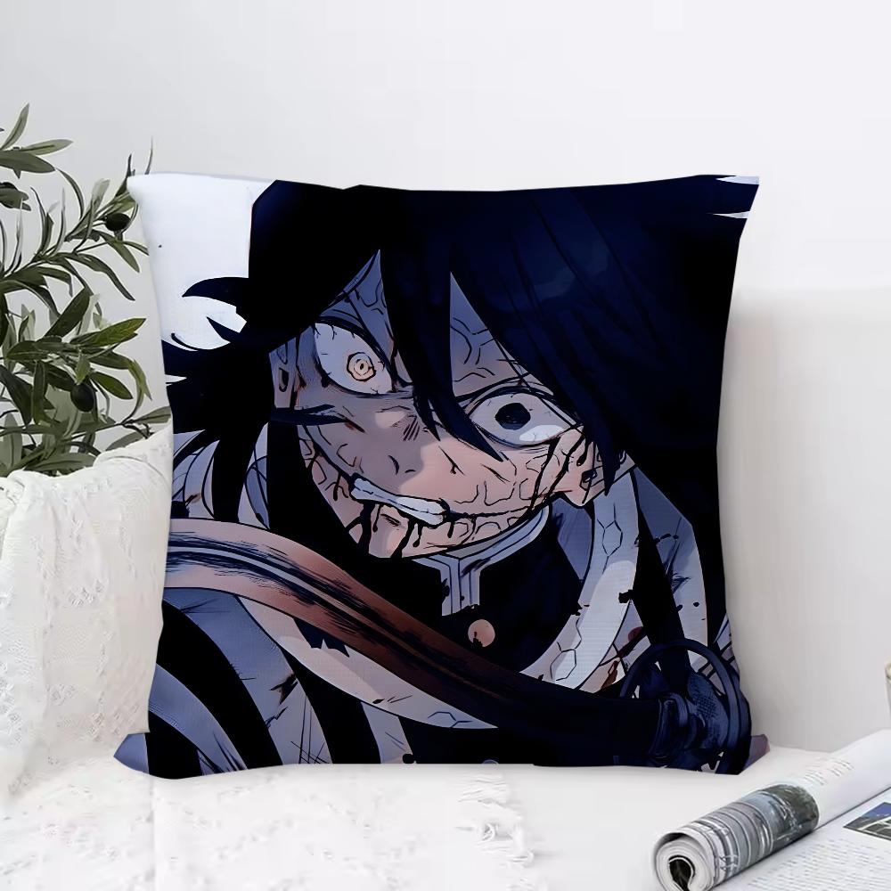 D-Demon S-Slayer Anime Iguro O-Obanai Pillow Case Pillowcase Anti-dustmite Pillow Invisible Zipper Silky Short Plush Sofa Cushio