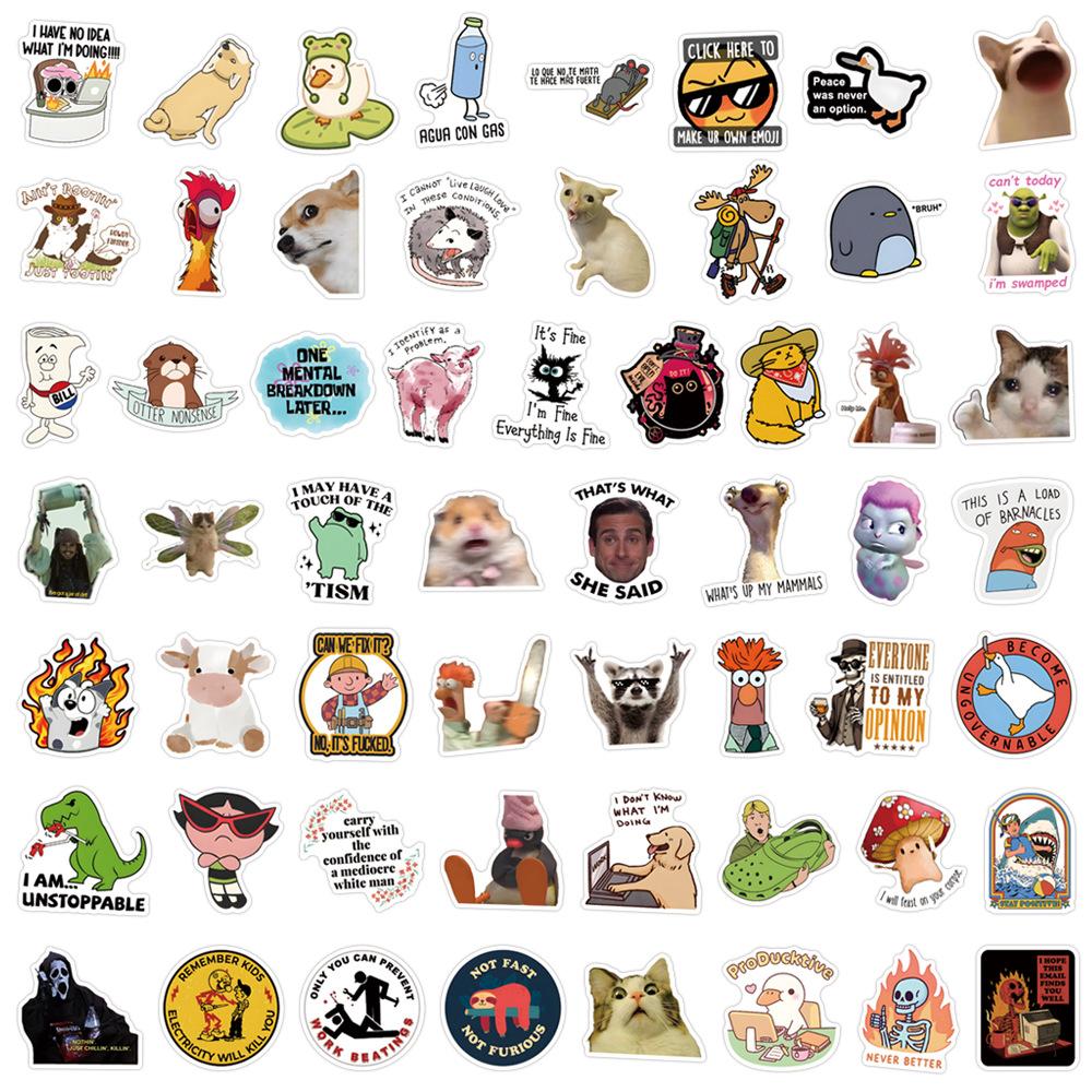 110Pcs  Funny Stickers  Funny Meme DIY Stickers Scrapbooking Phone Luggage Skateboard Vinyl Waterproof Decals