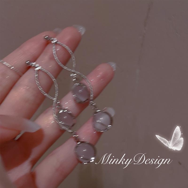 S925 Silver Tassel Star River Stud Earrings – Elegant Light Luxury Jewelry for Women