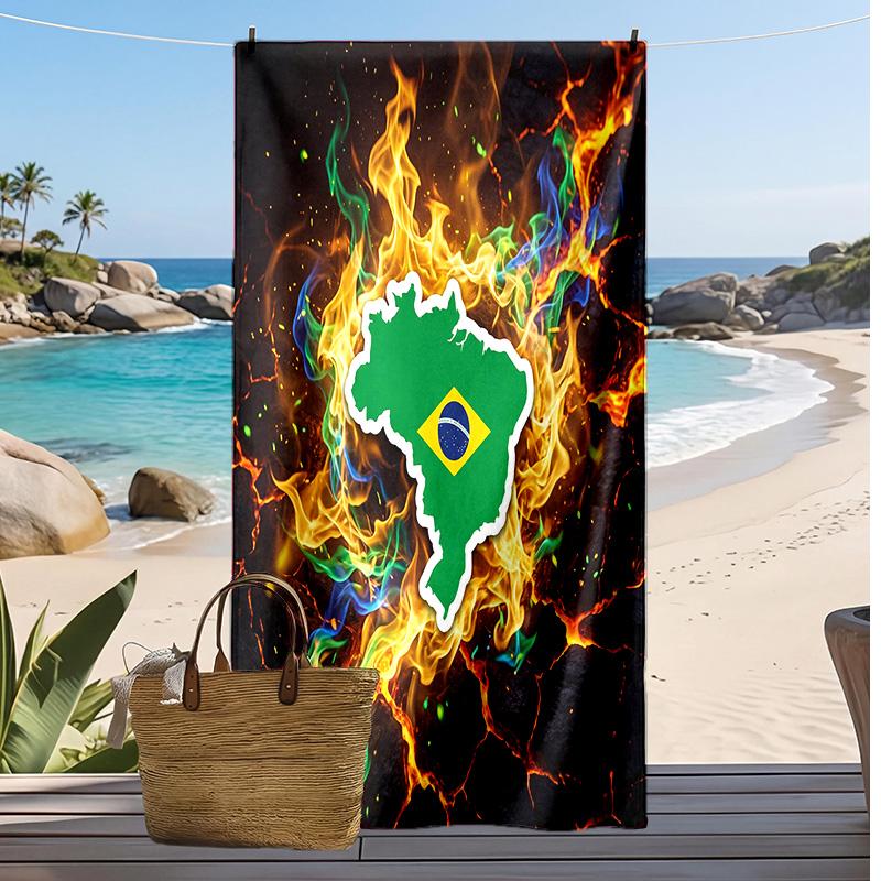 Brazilský fotbalový potisk Plážová osuška Rychleschnoucí Super savá Měkká osuška do koupelny na plavání Pláž Cestování Fanouškovský Suvenýr Dárek