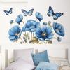 Fun-c12 Bemalte Romantische Blaue Blumen Schmetterling Schlafzimmer Wohnzimmer Hintergrund Layout Wandaufkleber