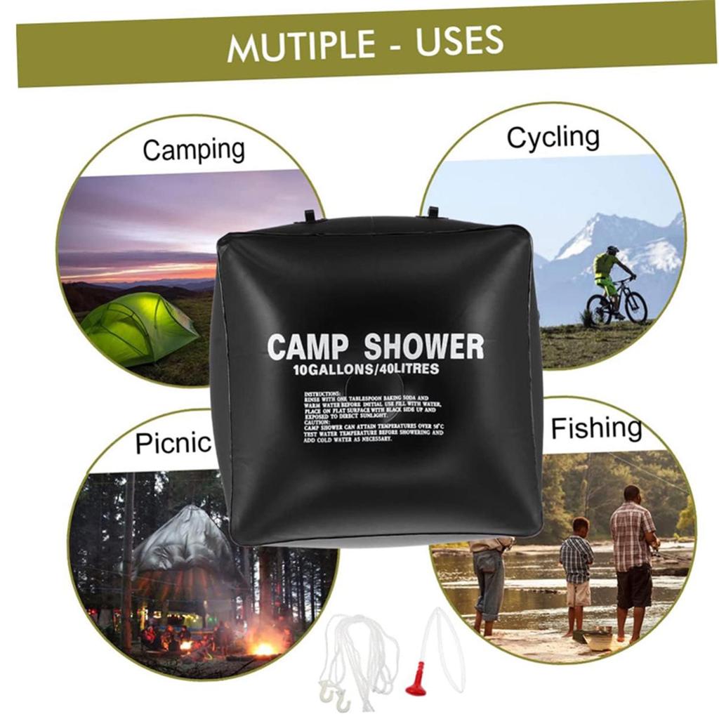 40L Solar Heated Outdoor Shower Bag - Waterproof PVC for Camping and Bathing