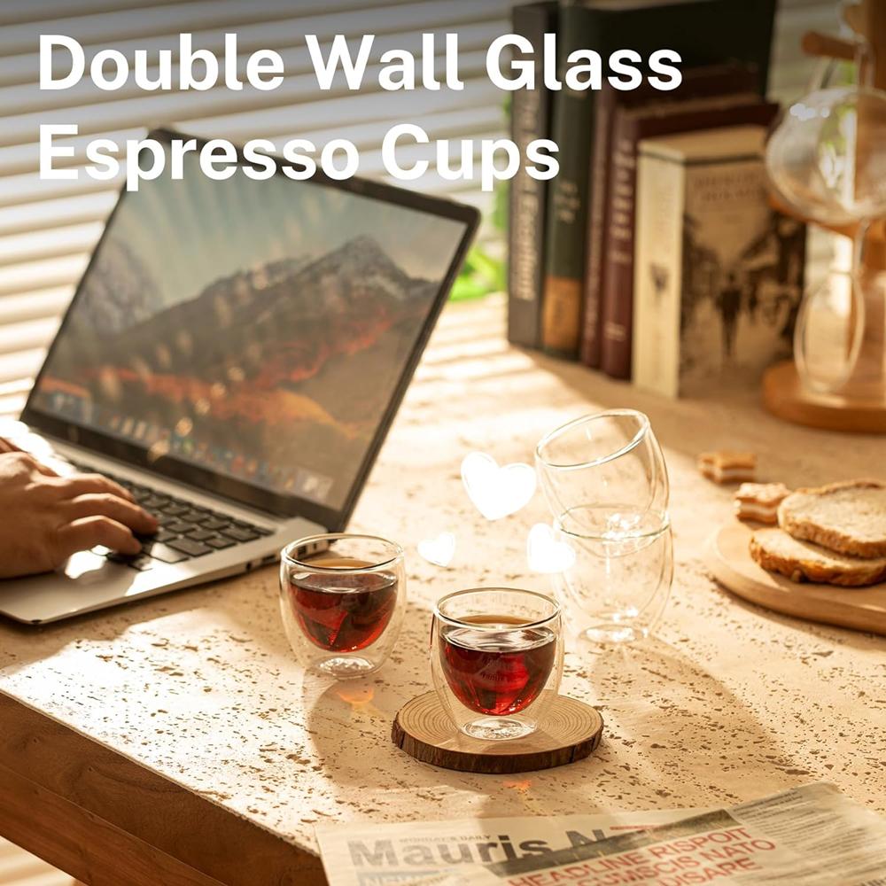 6 Stück Doppelwandiges Glas 80ml Süße Tassen Kaffeetassen Trinkgläser für Getränke Personalisierte Tasse Bier Teetassenset