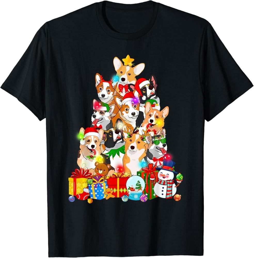 Funny Corgi Christmas Tree Lights Puppy Corgi Dog Lover Gift Unisex T-Shirt