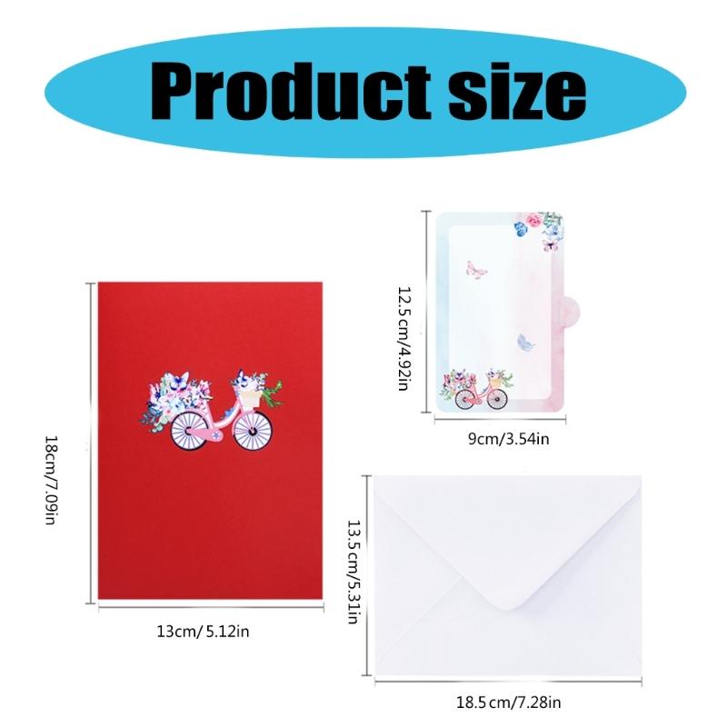 Creative Flower Butterfly Bicycles Popup Greeting Card 3D Handmade Paper Surprise Card for Birthdays and Weddings