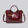 Retro Fashion Oil Wax Leather Bucket Bag, Vegetable Basket Handbag, High-end Crossbody Bag