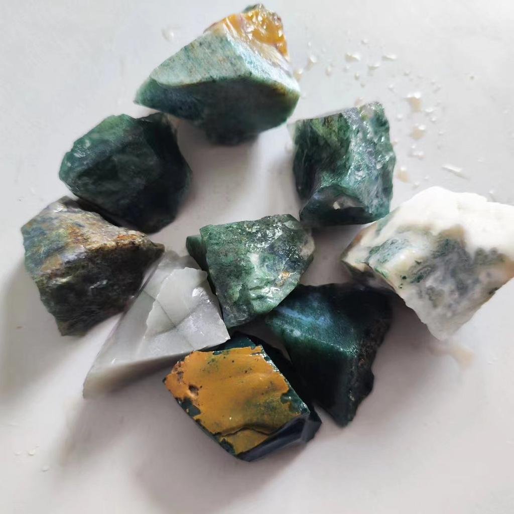 Natural Raw Moss Agate Rough Stone Quartz Crystals Rock Healing Reiki Mineral Aquarium Home Room Decoration Energy Stone