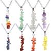 Natural Agate Gravel Collarbone Chain Necklace, Handmade Beaded Gravel Crystal Pendant N553