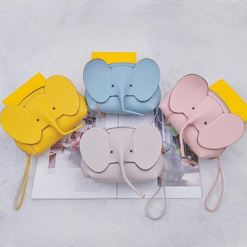 Korean  Solid Color Pu Leather Phone Purses Mini Elephant Crossbody Bags Ladies Lovely Casual Bags For Women