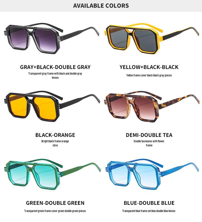 New Color Block Double Bridge Rivet Sunglasses - Unisex European-American Style Sports and Candy Color Glasses