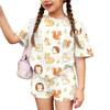 Kids Casual Short Sleeve Top and Shorts Set Animal Print Lightweight Soft Fabric Comfortable Fit Summer Outfit for Boys Girls