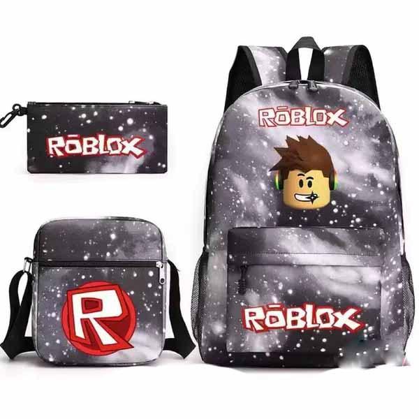 Large Capacity Schoolbag with Shoulder Strap; Student Three-piece Pencil Case Set