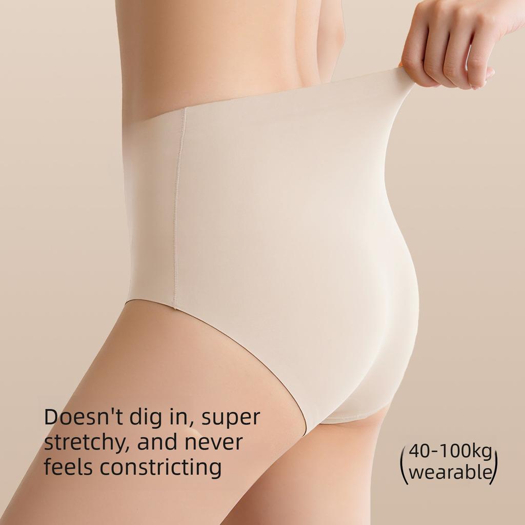 Female Spring and Summer Antibacterial Crotch 7A Mulberry Silk Sports Yoga Ice Silk Without Trace Middle Waist Triangle Briefs