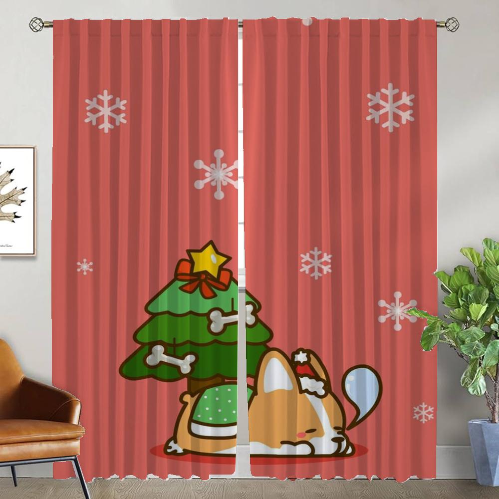 Halloween Decoration Christmas Blackout Curtain for Room 2 Panel Kitchen Curtains 2 Pieces Home Interior Curtains Partition