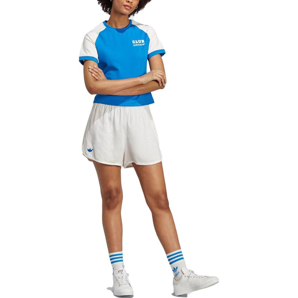 Adidas Logo Print Elastic Waist Straight Casual Shorts Women Shorts White IB5797