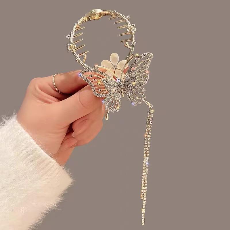 1 Pcs Fashion Gold Flower Studded Hollow Butterfly Hairgirps For Women Girls Party Hair Accessories