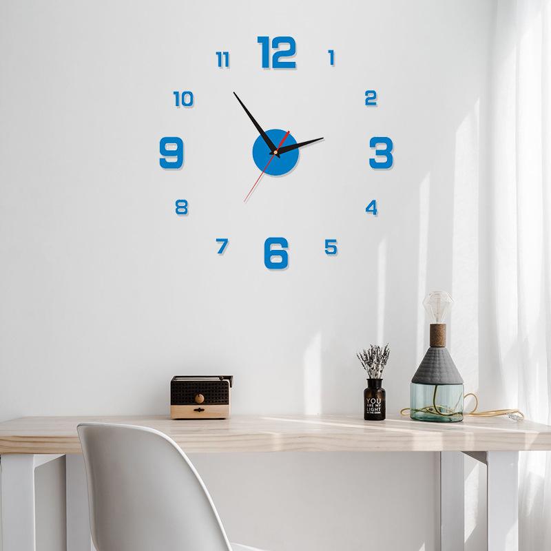 Creative Art DIY Wall Clock Decoration Wall Sticker Clock 3D Silent Acrylic Mirror Large Clock